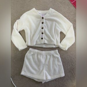 Girls justice Cozy Cream Button-Up Lounge Set